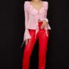 Elenaora Scarlet Vegan Leather Trousers