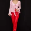 Elenaora Scarlet Vegan Leather Trousers