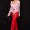 Elenaora Scarlet Vegan Leather Trousers