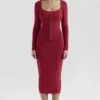 Eliane Red Bodycon Midi Skirt