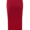 Eliane Red Bodycon Midi Skirt