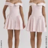 Elida Ballerina Pink Off Shoulder Mini Dress Elida Ballerina Pink Off Shoulder Mini Dress