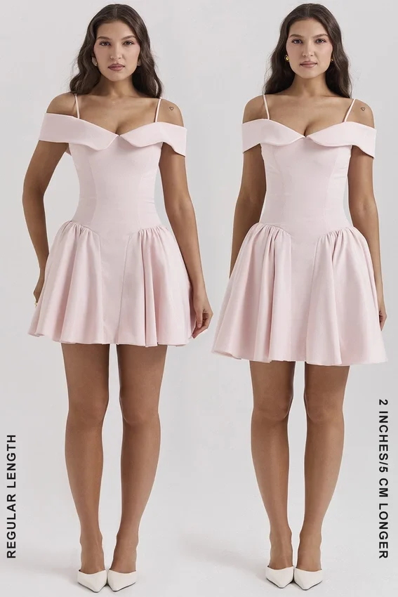 Elida Ballerina Pink Off Shoulder Mini Dress Elida Ballerina Pink Off Shoulder Mini Dress