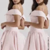 Elida Ballerina Pink Off Shoulder Mini Dress Elida Ballerina Pink Off Shoulder Mini Dress