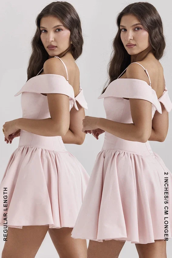 Elida Ballerina Pink Off Shoulder Mini Dress Elida Ballerina Pink Off Shoulder Mini Dress