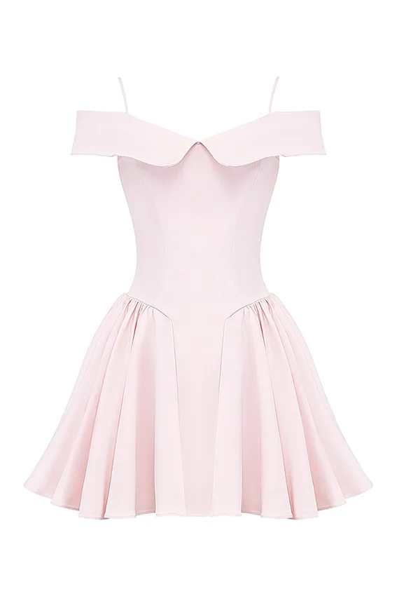 Elida Ballerina Pink Off Shoulder Mini Dress Elida Ballerina Pink Off Shoulder Mini Dress