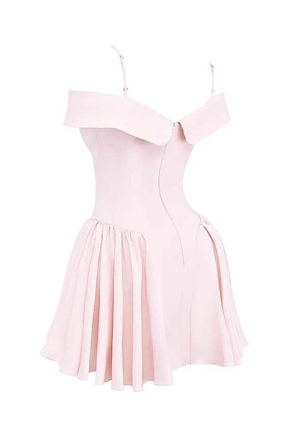 Elida Ballerina Pink Off Shoulder Mini Dress Elida Ballerina Pink Off Shoulder Mini Dress