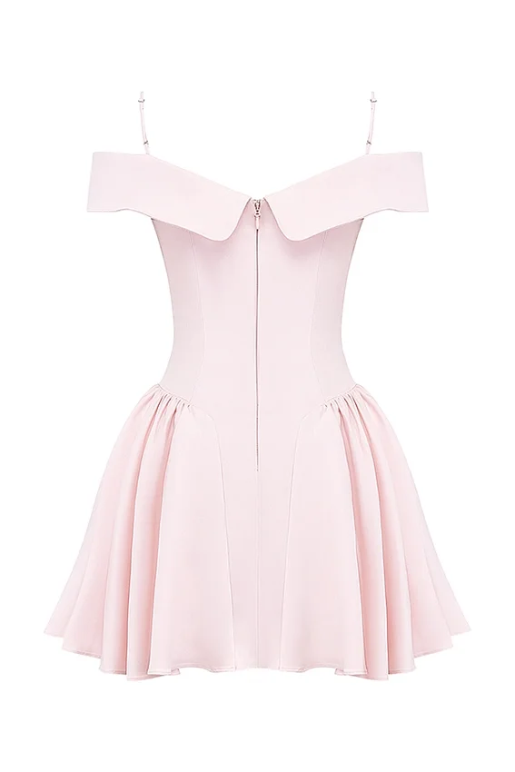 Elida Ballerina Pink Off Shoulder Mini Dress Elida Ballerina Pink Off Shoulder Mini Dress