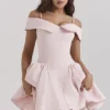 Elida Ballerina Pink Off Shoulder Mini Dress Elida Ballerina Pink Off Shoulder Mini Dress