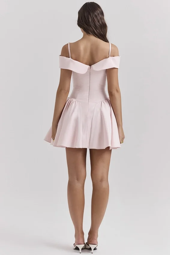 Elida Ballerina Pink Off Shoulder Mini Dress Elida Ballerina Pink Off Shoulder Mini Dress