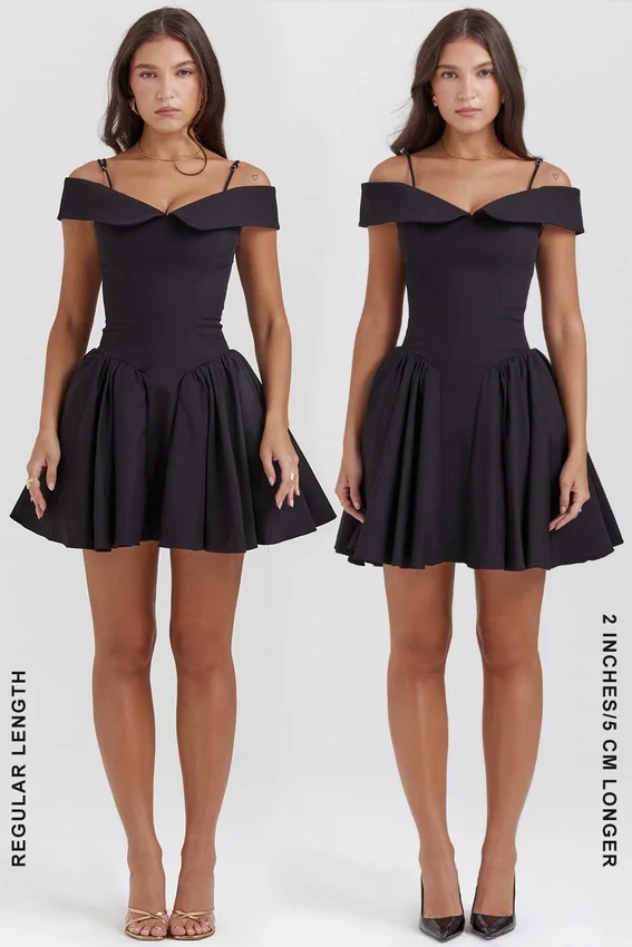 Elida Black Off Shoulder Mini Dress Elida Black Off Shoulder Mini Dress