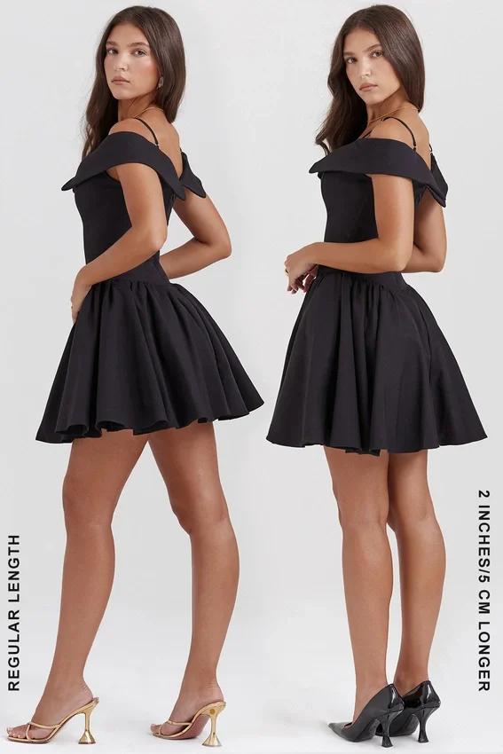 Elida Black Off Shoulder Mini Dress Elida Black Off Shoulder Mini Dress