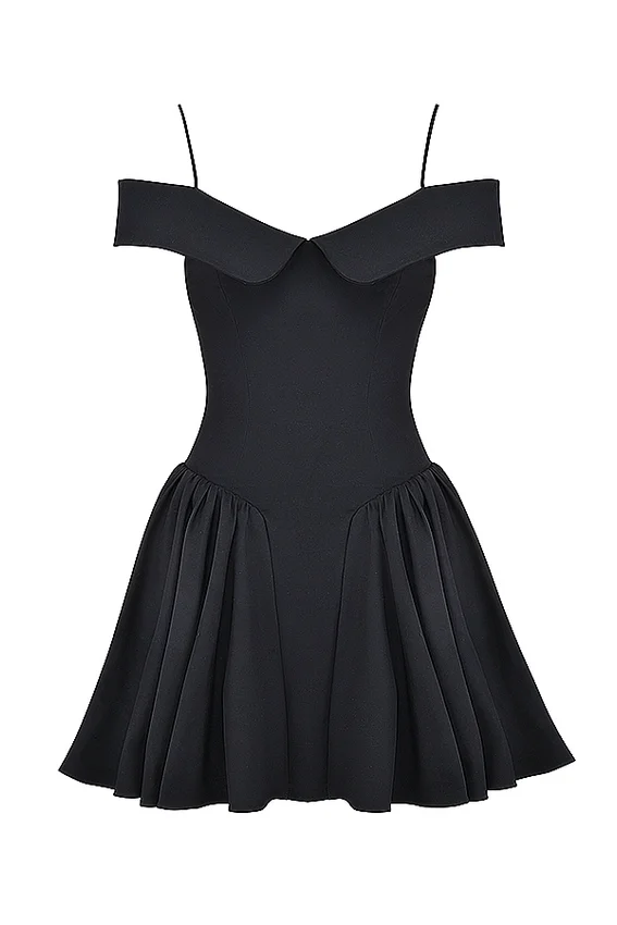 Elida Black Off Shoulder Mini Dress Elida Black Off Shoulder Mini Dress