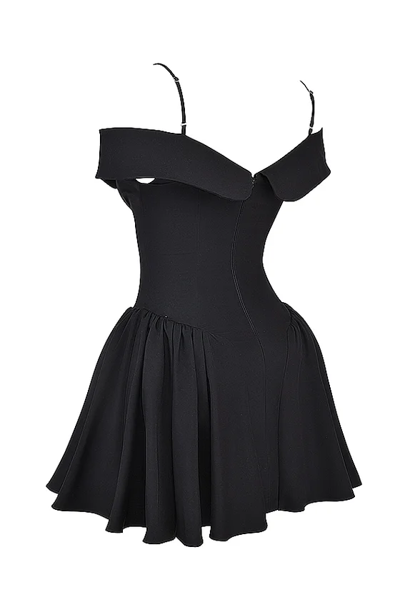 Elida Black Off Shoulder Mini Dress Elida Black Off Shoulder Mini Dress