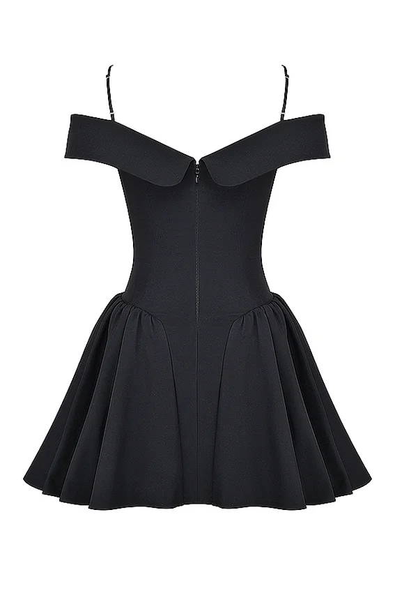 Elida Black Off Shoulder Mini Dress Elida Black Off Shoulder Mini Dress