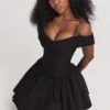 Elida Black Off Shoulder Mini Dress Elida Black Off Shoulder Mini Dress