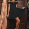 Elida Black Off Shoulder Mini Dress Elida Black Off Shoulder Mini Dress