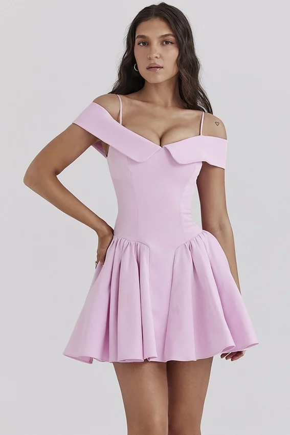 Elida Cotton Candy Twill Off Shoulder Mini Dress Elida Cotton Candy Twill Off Shoulder Mini Dress