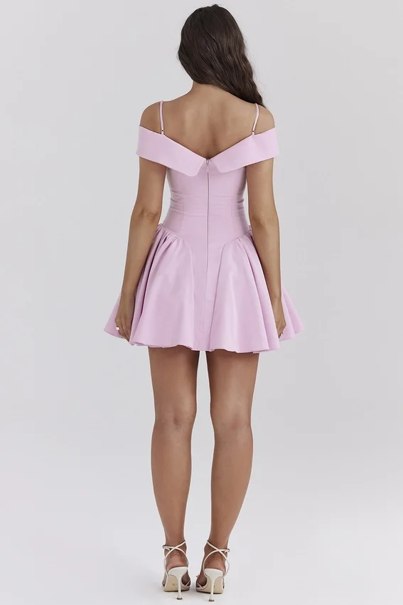 Elida Cotton Candy Twill Off Shoulder Mini Dress Elida Cotton Candy Twill Off Shoulder Mini Dress