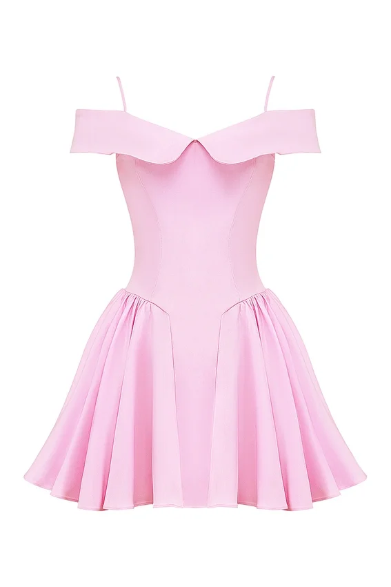 Elida Cotton Candy Twill Off Shoulder Mini Dress Elida Cotton Candy Twill Off Shoulder Mini Dress