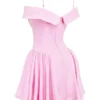 Elida Cotton Candy Twill Off Shoulder Mini Dress Elida Cotton Candy Twill Off Shoulder Mini Dress