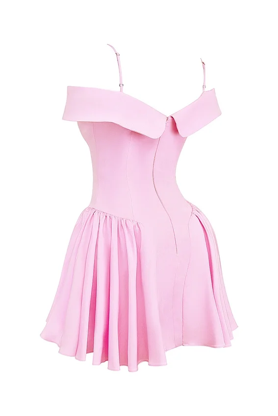 Elida Cotton Candy Twill Off Shoulder Mini Dress Elida Cotton Candy Twill Off Shoulder Mini Dress