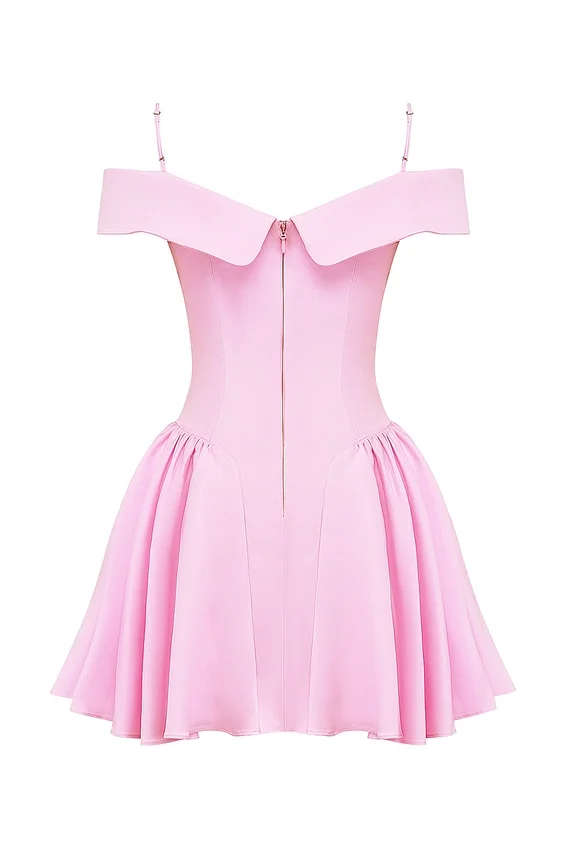 Elida Cotton Candy Twill Off Shoulder Mini Dress Elida Cotton Candy Twill Off Shoulder Mini Dress