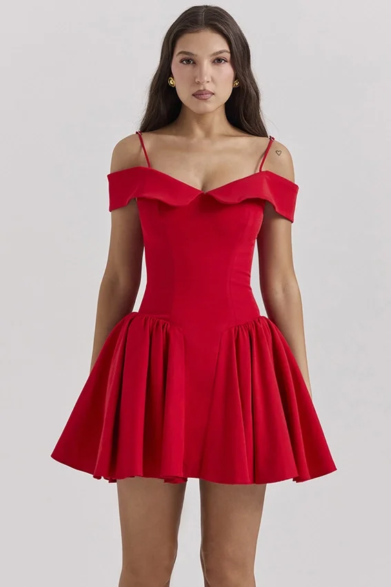 Elida Scarlet Off Shoulder Mini Dress Elida Scarlet Off Shoulder Mini Dress