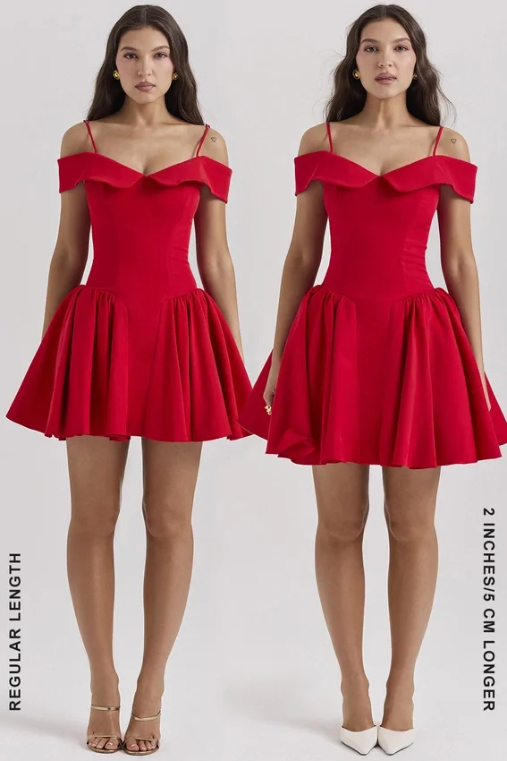 Elida Scarlet Off Shoulder Mini Dress Elida Scarlet Off Shoulder Mini Dress