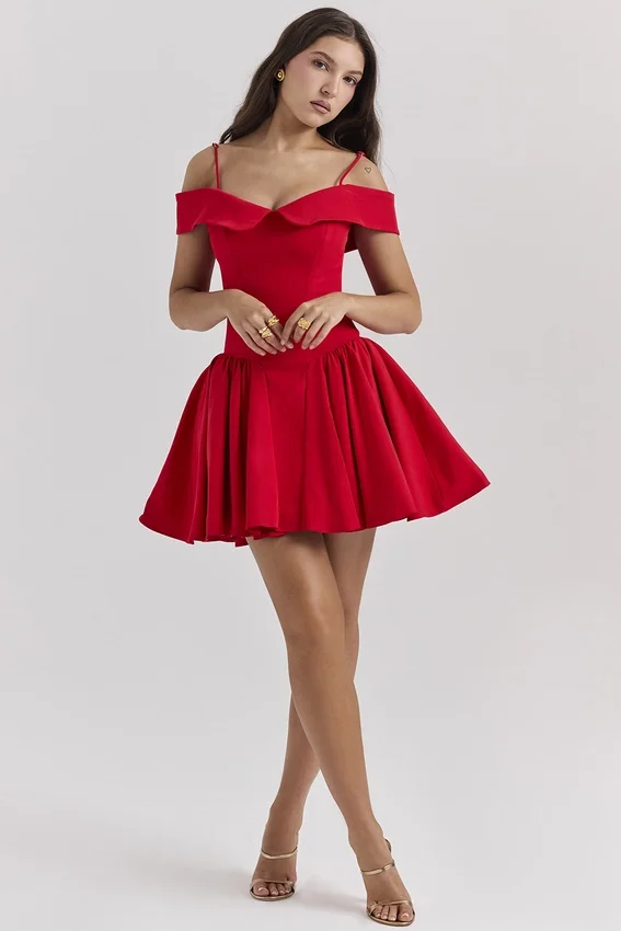 Elida Scarlet Off Shoulder Mini Dress Elida Scarlet Off Shoulder Mini Dress