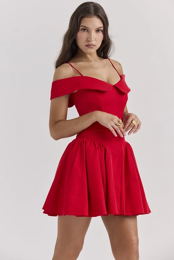 Elida Scarlet Off Shoulder Mini Dress Elida Scarlet Off Shoulder Mini Dress
