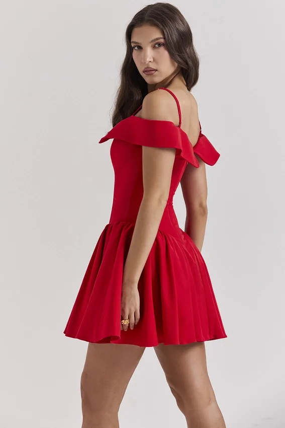 Elida Scarlet Off Shoulder Mini Dress Elida Scarlet Off Shoulder Mini Dress