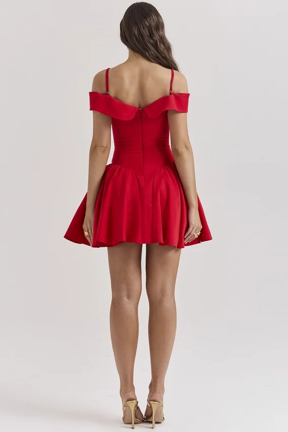Elida Scarlet Off Shoulder Mini Dress Elida Scarlet Off Shoulder Mini Dress