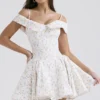 Elida White Posy Print Corset Mini Dress Elida White Posy Print Corset Mini Dress