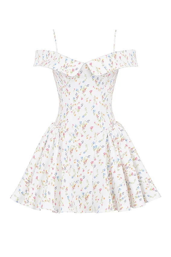 Elida White Posy Print Corset Mini Dress Elida White Posy Print Corset Mini Dress
