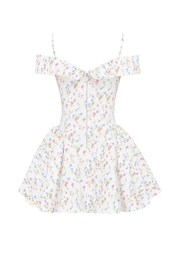Elida White Posy Print Corset Mini Dress Elida White Posy Print Corset Mini Dress