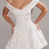 Elida White Posy Print Corset Mini Dress Elida White Posy Print Corset Mini Dress