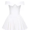 Elida White Twill Off Shoulder Mini Dress Elida White Twill Off Shoulder Mini Dress