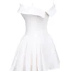 Elida White Twill Off Shoulder Mini Dress Elida White Twill Off Shoulder Mini Dress