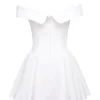 Elida White Twill Off Shoulder Mini Dress Elida White Twill Off Shoulder Mini Dress