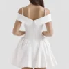 Elida White Twill Off Shoulder Mini Dress Elida White Twill Off Shoulder Mini Dress