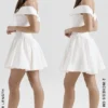 Elida White Twill Off Shoulder Mini Dress Elida White Twill Off Shoulder Mini Dress