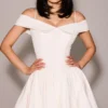 Elida White Twill Off Shoulder Mini Dress Elida White Twill Off Shoulder Mini Dress