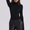 Eliena Black High Neck Long Sleeve Bodysuit