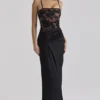 Eliette Black Embellished Lace + Satin Maxi Dress Eliette Black Embellished Lace + Satin Maxi Dress