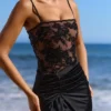 Eliette Black Embellished Lace + Satin Maxi Dress Eliette Black Embellished Lace + Satin Maxi Dress