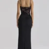 Eliette Black Embellished Lace + Satin Maxi Dress Eliette Black Embellished Lace + Satin Maxi Dress