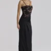 Eliette Black Embellished Lace + Satin Maxi Dress Eliette Black Embellished Lace + Satin Maxi Dress
