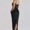 Eliette Black Embellished Lace + Satin Maxi Dress Eliette Black Embellished Lace + Satin Maxi Dress