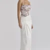 Eliette White Embellished Lace and Satin Maxi Dress Eliette White Embellished Lace and Satin Maxi Dress